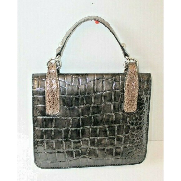 GUESS Purse Brown Crocodile Aligator Design Patent Leather Handbag - Picture 9 of 9